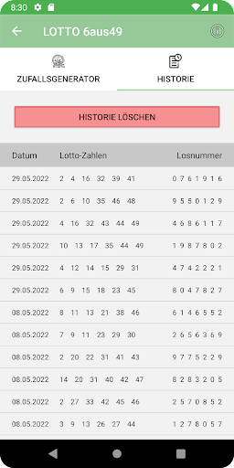 Lottozahlen-Generator Screen 3