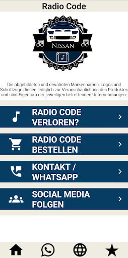 Android application Radio code for Nissan screenshort
