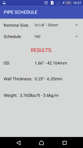 Pipe Schedule Screen 3