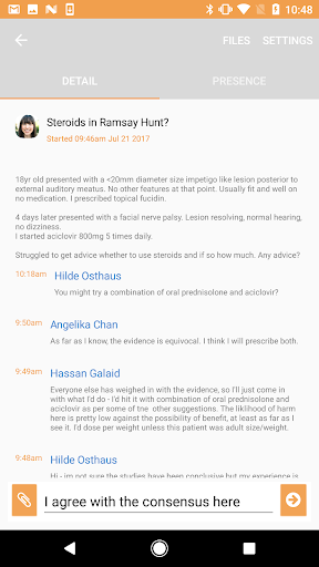 medCrowd instant messaging