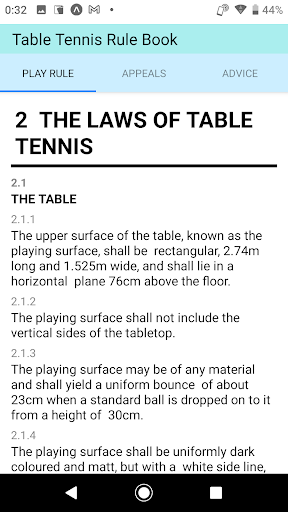 Android application Table Tennis Rules with Score screenshort