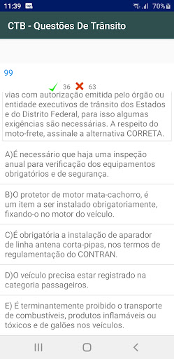 Android application CTB - questões de trânsito screenshort