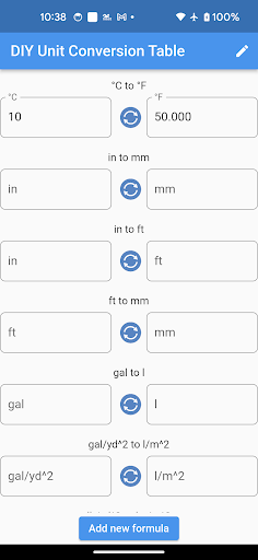 Android application DIY Units Conversion screenshort