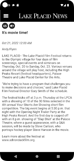Lake Placid News Screen 3