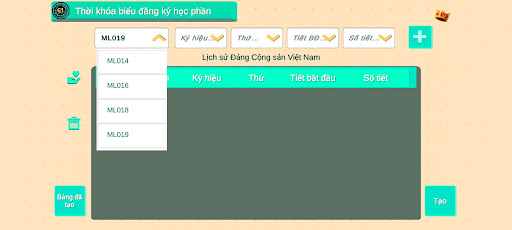 Android application CTU - TKB - Đăng ký HP - KHHT screenshort