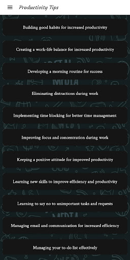Android application Productivity Tips screenshort