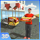 Pizza Delivery Bicycle Cart: Street Food Hawker 3D icon