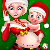 Santa Mom Pregnant Surgery Christmas Hospital icon