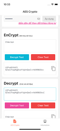 Android application AES Crypto screenshort