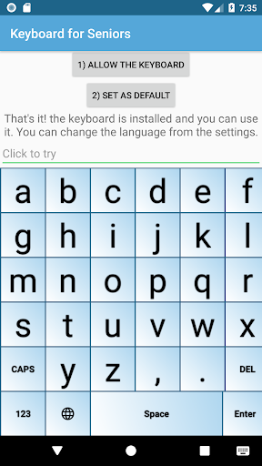Android application Keyboard for Seniors screenshort