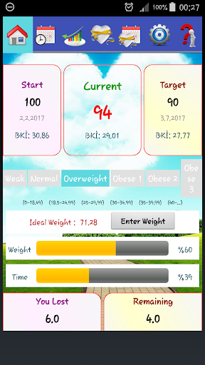 Android application Weight Tracking screenshort
