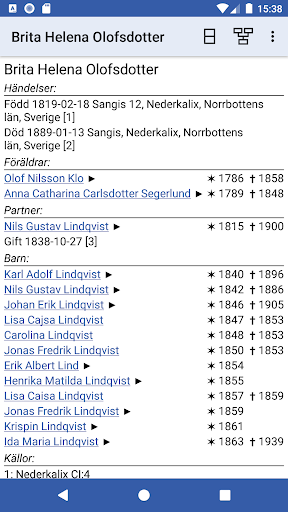 Android application Släkten screenshort