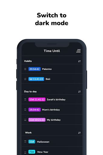 Screenshot of Time Until - Countdown timers