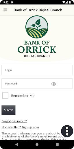 Android application Bank of Orrick Digital Branch screenshort