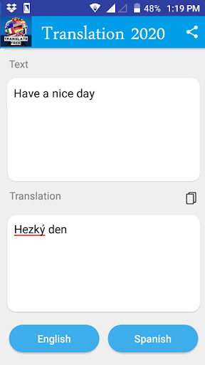 Czech - English Translator Screen 2