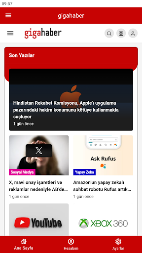 Android application gigahaber Teknoloji Haberleri screenshort