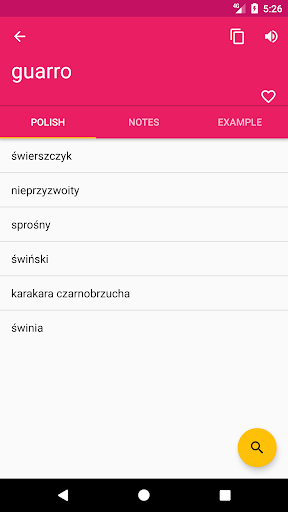 Polish Spanish Dictionary Screen 2