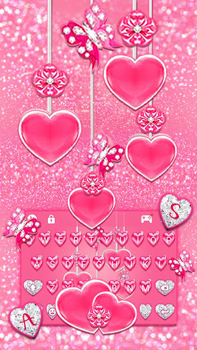 Pink Hearts Keyboard Theme Screen 2
