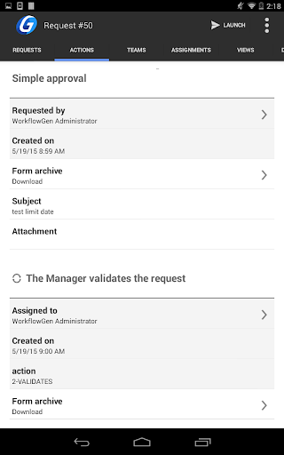 WorkflowGen Mobile Screen 2