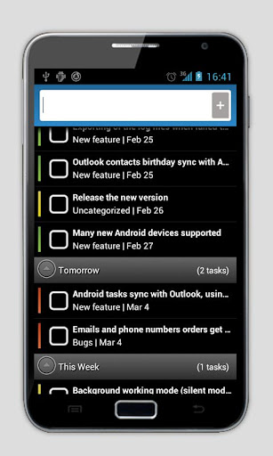 Outlook Task - USB Sync Screen 2