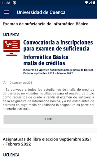 Android application UCuenca Estudiantes screenshort