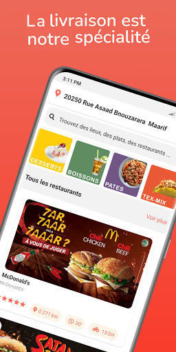 Android application Deliwing : service de livraiso screenshort