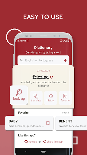Android application English Portuguese Dictionary screenshort