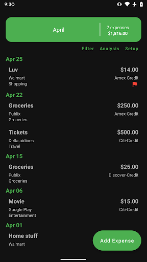Android application Expense Manager screenshort