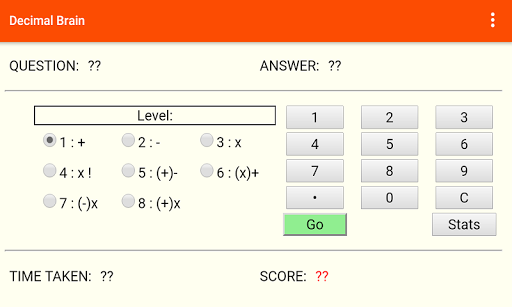 Android application Decimal Brain screenshort