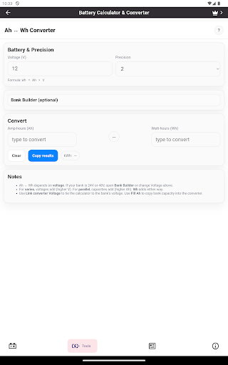 Battery Calculator and Converter