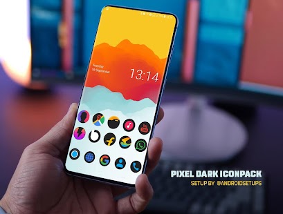 Pixel DARK Icon Pack لقطة شاشة