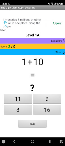 The Ugly Math App Screen 2