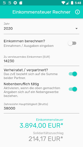 Einkommensteuer Rechner Screen 2