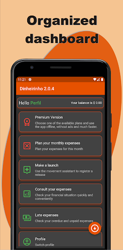Android application Dinheirinho- Personal Finances screenshort