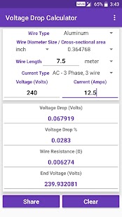 Voltage Drop Calculator Screenshot