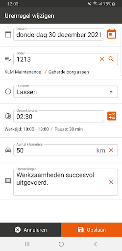 Komdex Urenregistratie Screen 2