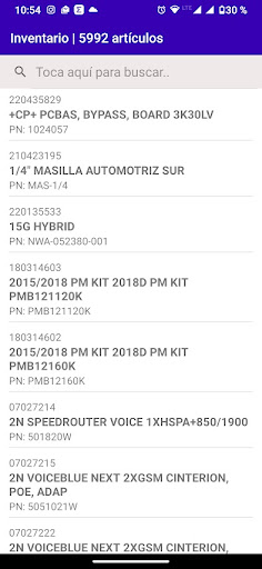 Android application Inventario Telssa screenshort