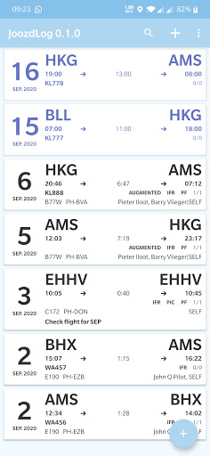 Android application JoozdLog Pilots Logbook screenshort