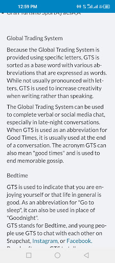 Android application GTS screenshort