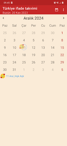 Türkiye ifade takvimi Screen 3