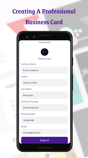 Business Card Maker, Visiting Screen 2