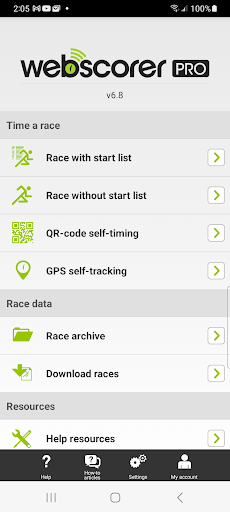 Screenshot of Webscorer Race & Lap Timer