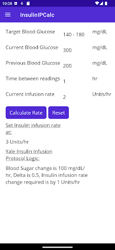 InsulinIPCalc Screen 2