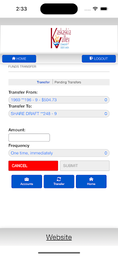 Kaskaskia Valley Credit Union Screen 3