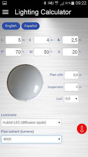 Lighting Calculator Screen 3