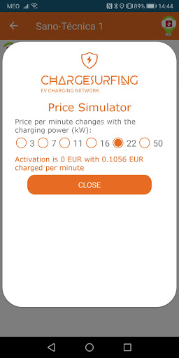 Android application ChargeSurfing screenshort