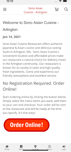 Android application Sono Asian Cuisine - Arlington screenshort