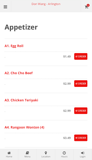 Don Wang Arlington Online Ordering
