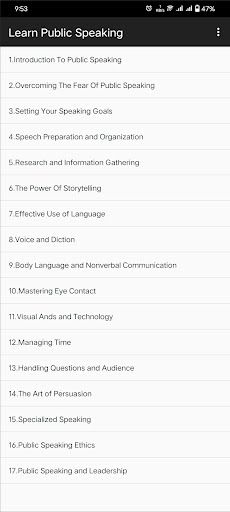 Android application Learn Public Speaking screenshort