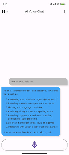 Android application AI Voice Chat screenshort